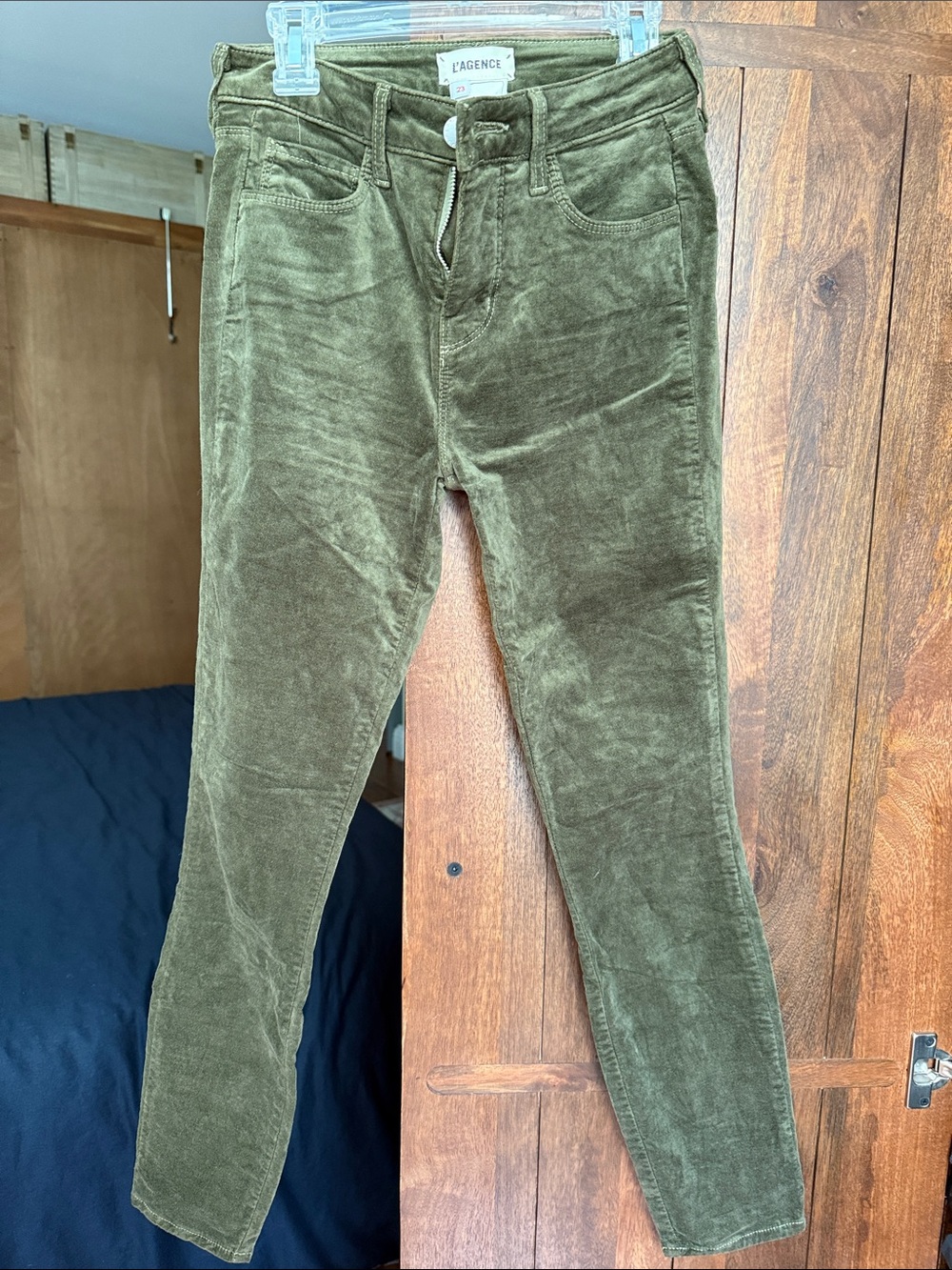 L'AGENCE Men's Olive Corduroy Slim Pants